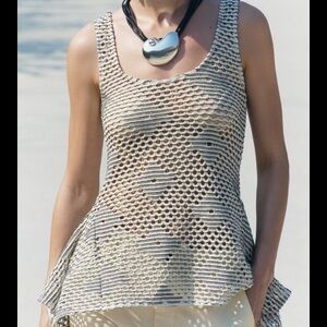 Zara Asymmetrical Crochet Top